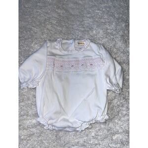 Baby Luigi Girls Sz. 3 Mo. White Smock Bottom Snap Shirt. Classic, Pretty